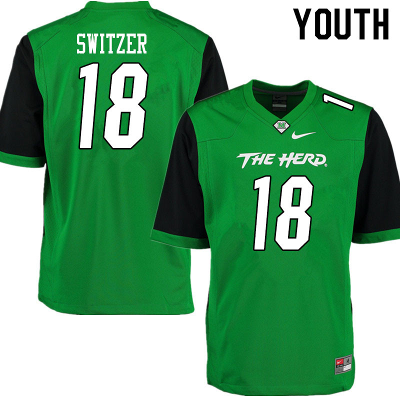 Youth #18 Zach Switzer Marshall Thundering Herd College Football Jerseys Sale-Gren - Click Image to Close